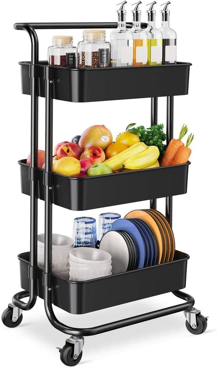 3-Tier Rolling Storage Organizer – Multi-Purpose Utility Trolley for Home & Office