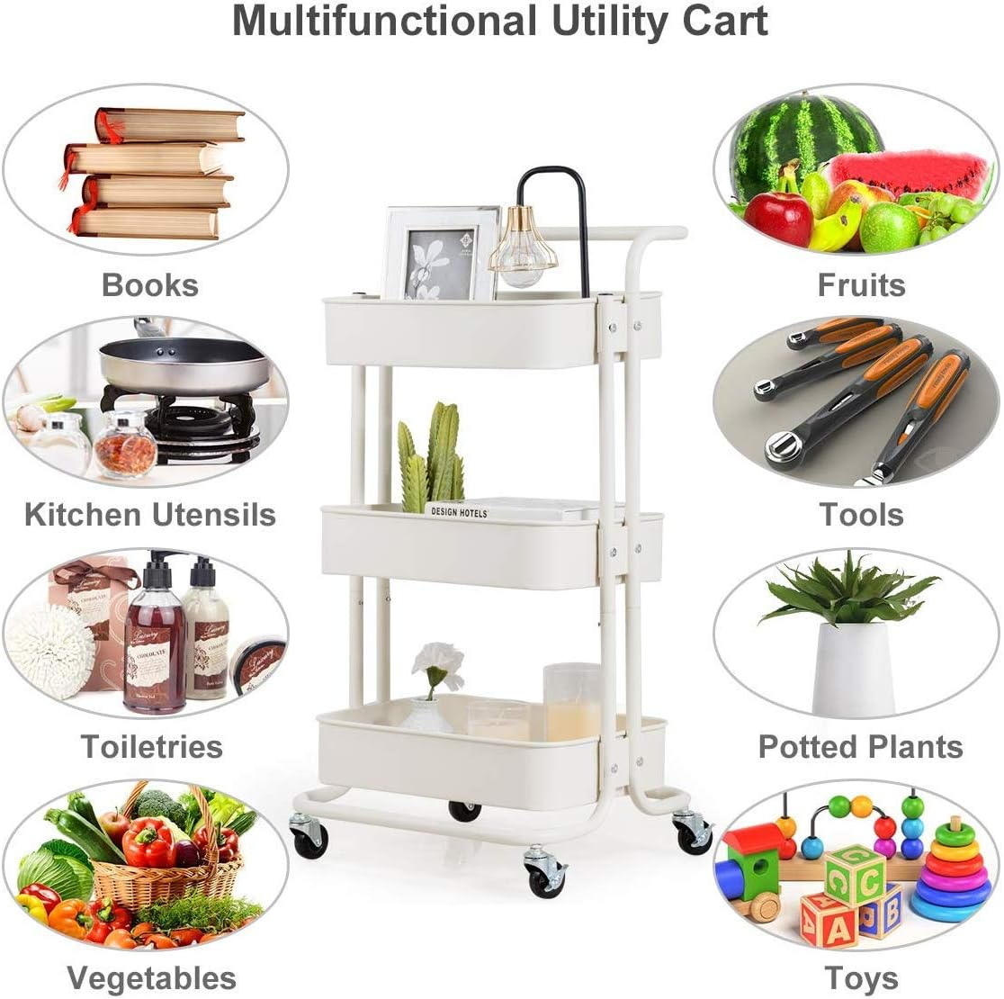 3-Tier Rolling Storage Organizer – Multi-Purpose Utility Trolley for Home & Office