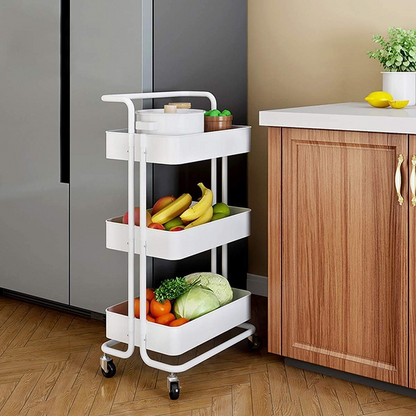 3-Tier Rolling Storage Organizer – Multi-Purpose Utility Trolley for Home & Office