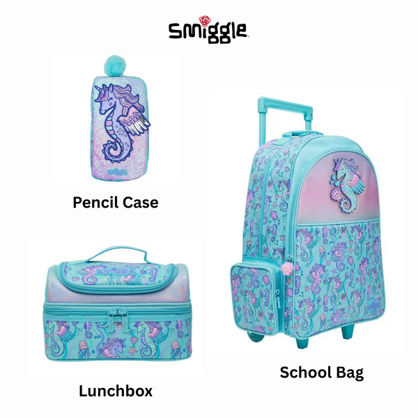 Epic Adventures Aqua – Kids’ School Trolley Backpack, Lunchbox & Pencil Case Set