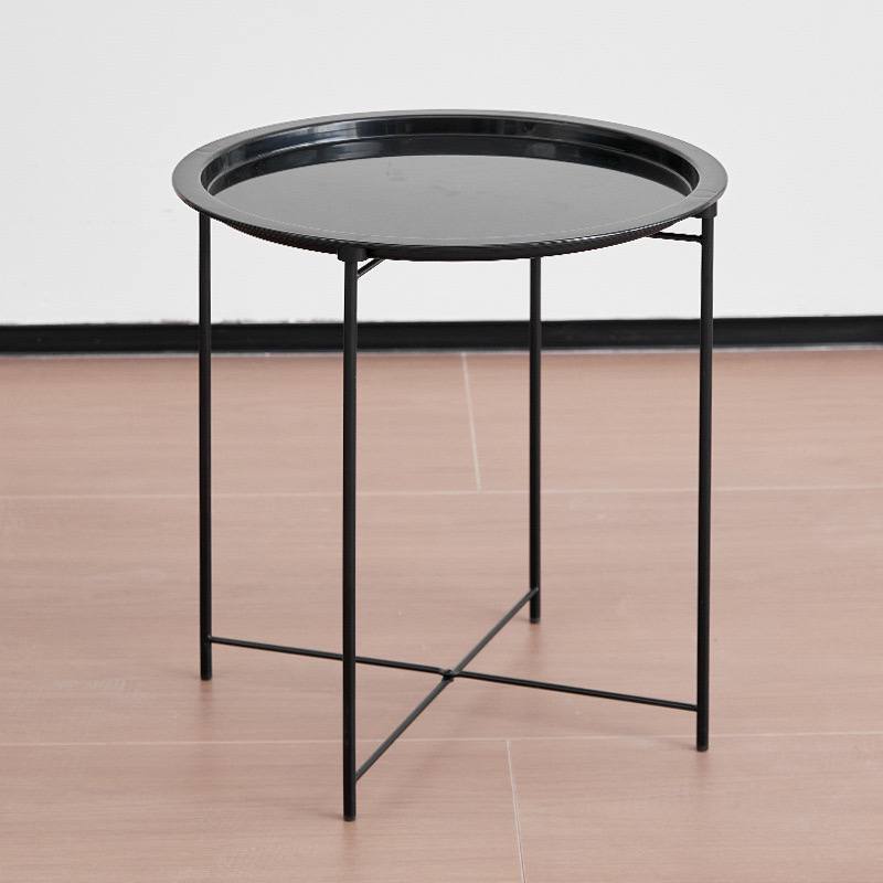 Modern Round Metal Side Table with Removable Tray