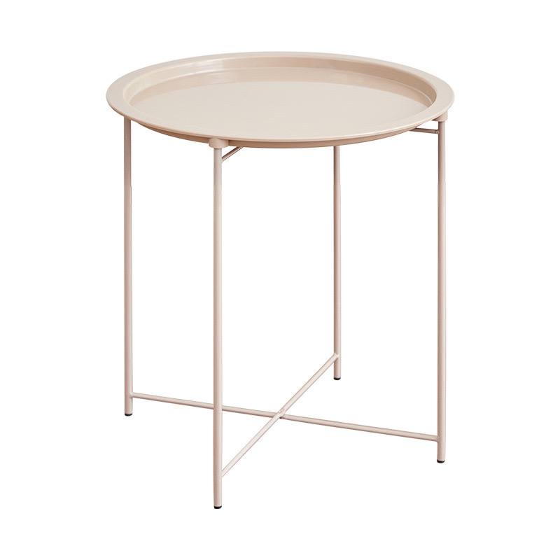 Modern Round Metal Side Table with Removable Tray