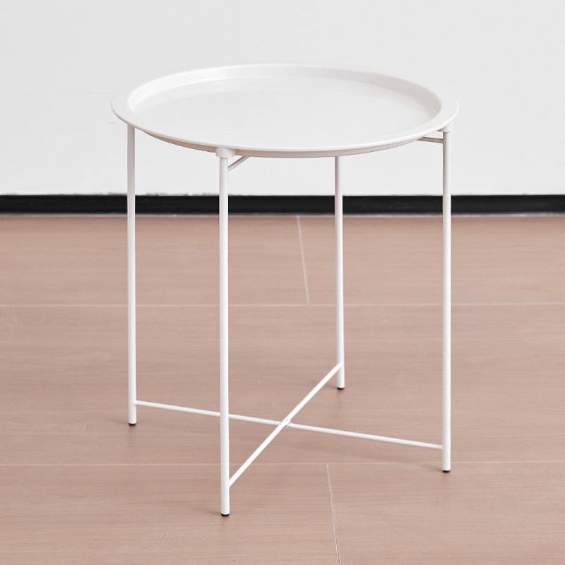 Modern Round Metal Side Table with Removable Tray